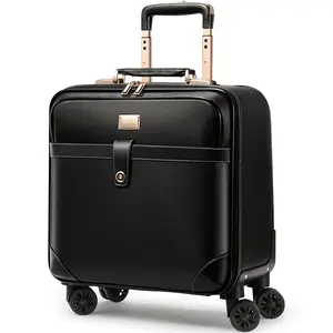 Black Business Travel Luggage Carbon Fiber Briefcase Carriage Leather Suitcase Luggage Computer