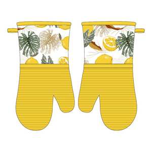 Maniques de four longues en coton imprimé avec protection en silicone pour barbecue, camping, foyer et ustensiles de cuisine - Product Image 3