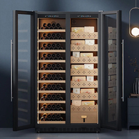 Armoire à cigares encastrée à double porte avec température et humidité constantes, bar à glace et armoire intégrée pour vin rouge