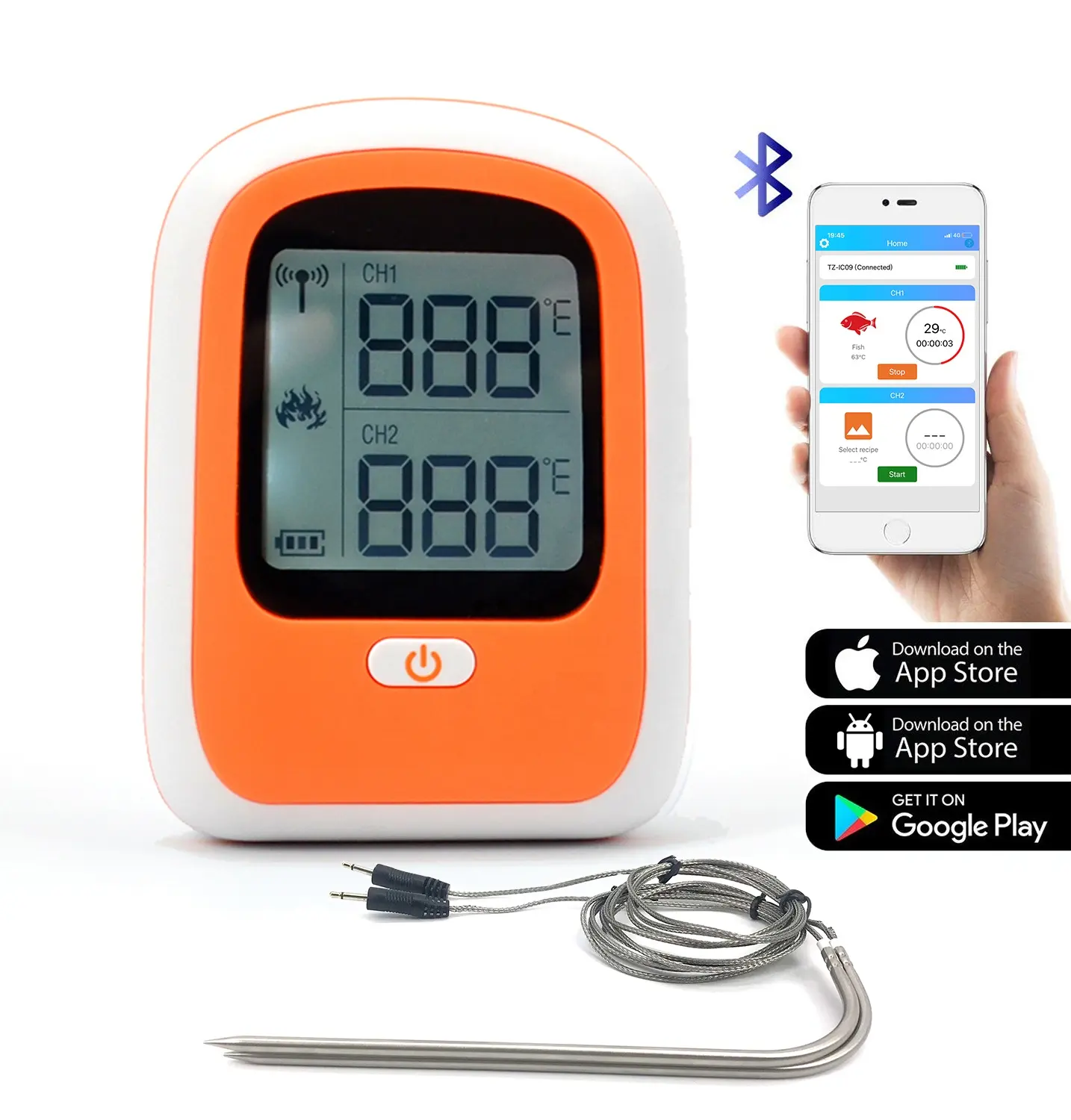 Küche Kochen BBQ Fleisch Digitales Lebensmittel thermometer mit großem Display und Sonden clip