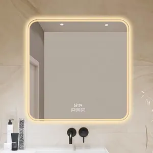 Venta superior Atenuación DE LA LUZ impermeable Anti-oxidación con desempañador Baño Cuadrado Espejo iluminado