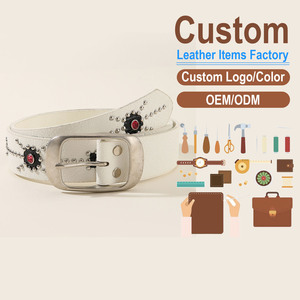 Cinturón de Cuero Personalizado, Piel de Vaca, Color Sólido, Hebilla con Pedrería, Estilo Casual Duradero, Moldeado en una Sola Pieza - Product Image 1