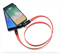 Cordon de charge 6-en-1 avec lanière, sangle de cou anti-perte pour téléphone, câble de données à charge rapide pour iPhone, Android, Type C, Samsung