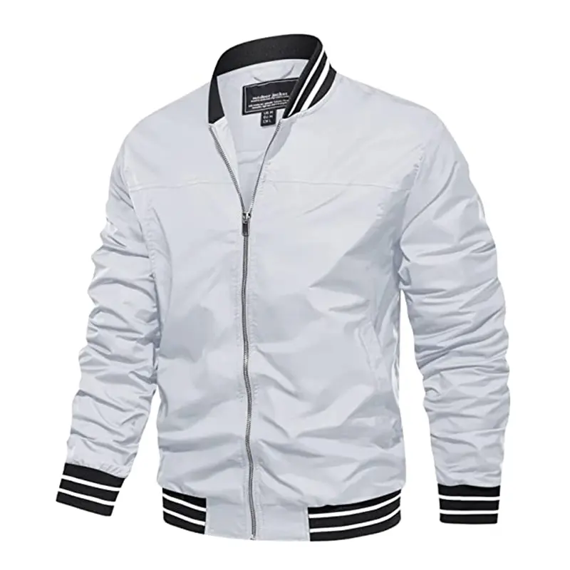 Wholesale New Design Mens White fashion Baseball jacket bomber men Slim Zip Up Costume Suit