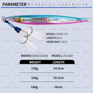 82 #   Leurre de pêche, jig métallique coulant, 130g 160g 180g, <span class=keywords><strong>meilleurs</strong></span> <span class=keywords><strong>leurres</strong></span> de pêche, jig à longue portée - Product Image 2