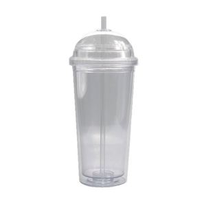 Vaso de agua personalizado de plástico de doble capa, libre de BPA, para estudiantes, de 20 oz, con pajita. - Product Image 1