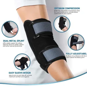 1 pièce Attelle de coude réglable avec <span class=keywords><strong>4</strong></span> éclisses métalliques amovibles, stabilisateur de bras, protection pour le syndrome du canal cubital, le <span class=keywords><strong>tennis</strong></span> et les sports - Product Image 5