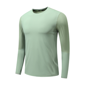 T-shirt à manches longues en tricot pour homme SW automne-hiver, en spandex/polyester, uni, séchage rapide, anti-boulochage, 240g, coupe classique, décontracté - Product Image 4