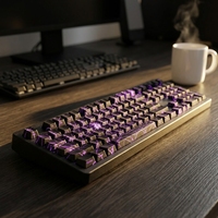 ZH980 Keycap Transparan Hitam Baru dengan Cetakan Samping Motif Jaring Laba-laba, Keyboard Mekanik Desktop PC, Kabel & Nirkabel 2.4G BT, RGB, Tata Letak US, DIY