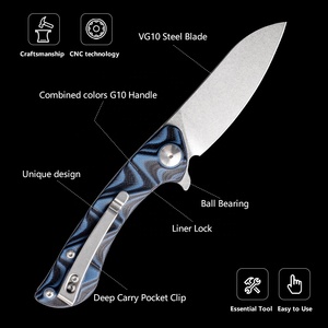 Thiết Kế Sáng Tạo Dao Survival Trung Quốc Vg10 Thép Lưỡi Rửa Cát Màu Đen Với Màu Xanh <span class=keywords><strong>G10</strong></span> Xử Lý Trống Cho Tự Vệ - Product Image 2