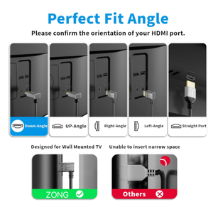 Câble mince de type C <span class=keywords><strong>vers</strong></span> <span class=keywords><strong>HDMI</strong></span> Angle <span class=keywords><strong>vers</strong></span> le bas de 90 degrés 4K60Hz Câble adaptateur <span class=keywords><strong>USB</strong></span> C <span class=keywords><strong>vers</strong></span> <span class=keywords><strong>HDMI</strong></span> Compatible avec Thunderbolt 3/4 pour ordinateur portable - Product Image 2