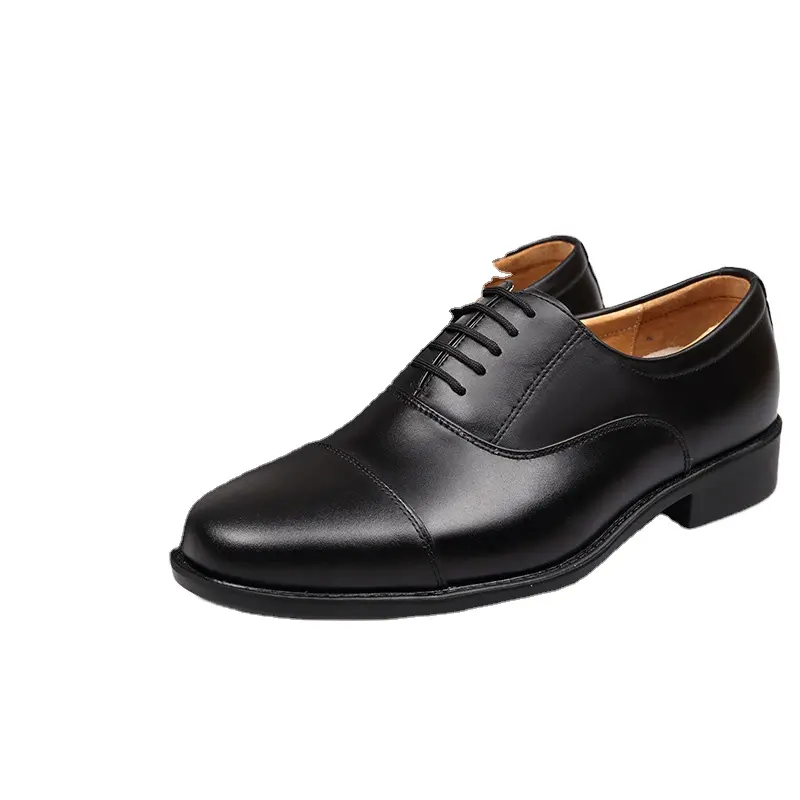 2023 Black Cowhide Leather shoes Officer Business Men's footwear