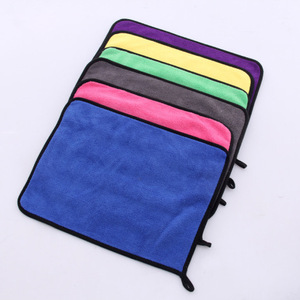 Serviette de séchage automobile personnalisée à séchage rapide 400gsm 800gsm en coton, couleur unie, en polaire corail avec bordure Dobby, carrée, pour le nettoyage - Product Image 3