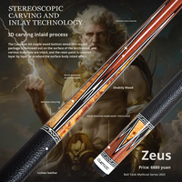 Queue de billard professionnelle Cuetec Zeus en fibre de carbone, 11,8 mm 12,5 mm, pointe Tiger Sniper, faible déflection