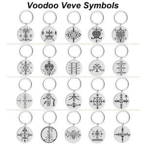 Voodoo Veve simboli Sigil Charm gioielli Vodou <span class=keywords><strong>Lwa</strong></span> Loa Amulet talismano Fine lucidatura ciondolo in acciaio inox portachiavi - Product Image 1