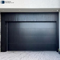Revêtement de panneau en aluminium noir aspect bois avec revêtement en poudre, grille de porte de garage à montage affleurant, porte de garage à montage affleurant pour maison