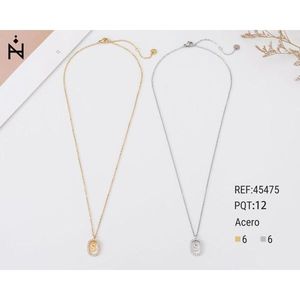 Collier pendentif lettre S en diamant 10x15cm style collier en acier doré argenté - Product Image 1