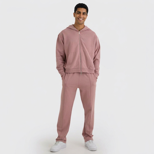 Ensemble de survêtement zippé pour homme, motif uni, avec capuche, dernière collection, vêtements de sport d'entraînement, survêtement zippé pour l'hiver - Product Image 1