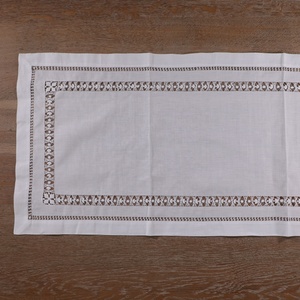 TR005 decorazione <span class=keywords><strong>per</strong></span> la tavola di natale di nozze tovaglia da tè <span class=keywords><strong>rettangolare</strong></span> 12 "/16" x36 "in cotone ramiè bianco filo trainato da <span class=keywords><strong>tavolo</strong></span> da lavoro <span class=keywords><strong>Runner</strong></span> - Product Image 2