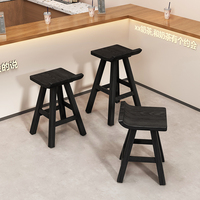 Tabouret de bar en bois massif noir style chaise haute simple pour la maison et le salon chaise de bar de l'île