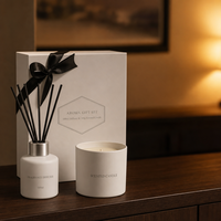 Coffret Cadeau Luxe FTQS Diffuseur à Bâtonnets et Bougie Parfumée Blanc Mat Parfum d'Ambiance pour la Maison Boîte Cadeau Marque Privée Vente en Gros OEM
