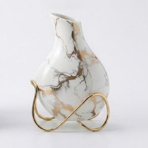Vase à fleurs en fer aspect marbre, pot de fleurs moderne pour table, jardinière décorative pour la maison, l'hôtel, cadeau, haute qualité et finition personnalisée - Product Image 1