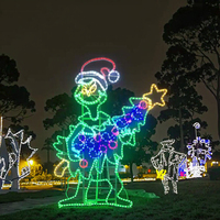 Sculpture lumineuse 3D du Grinch en guirlande Toprex pour la vente en gros, motif de lumières de Noël, décoration extérieure de jardin à LED
