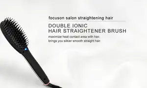 Wholesale Price Adjustable Temperature Hair Iron Brush LCD Display Negative Ion Electric Hair Straightener Comb