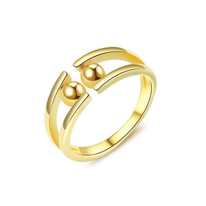 Anillos giratorios minimalistas antiestrés con cuentas, ajustables, de cobre chapado en oro, antideslustre, joyería de moda para la ansiedad. - Product Image 5