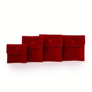 Pochette à bijoux en velours recyclable de luxe avec bouton, 7,5x9,5 cm, avec logo personnalisé, fermeture à bouton, emballage à rabat pour bracelets - Product Image 2