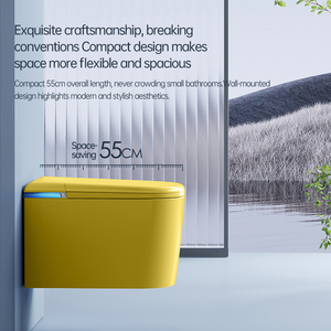 <span class=keywords><strong>WC</strong></span> intelligent MUUPEG de haute qualité, type P, avec télécommande, fixation murale, siphon en P en céramique, double chasse d'eau, siège chauffant, automatique - Product Image 3