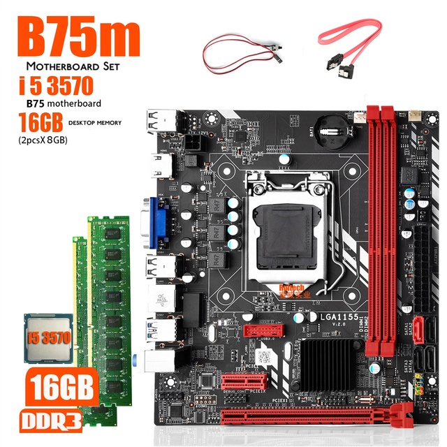 B75 LGA 1155 Motherboard Set With I5 3570 and 2*8GB DDR3 1600MHZ Desktop RAM NVME M.2+ WIFI M.2 Interface Kit