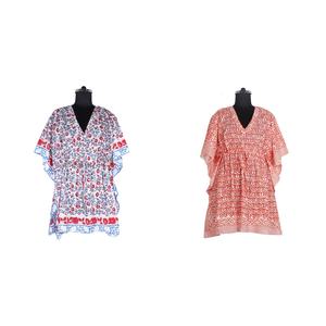 ชุดเดรสสั้นแฟชั่นอินเดียสำหรับ2025ชุดเดรสสั้นมีลายพิมพ์ลายดอกไม้ดีไซน์บล็อกด้วยมือคุณภาพสูง - Product Image 1