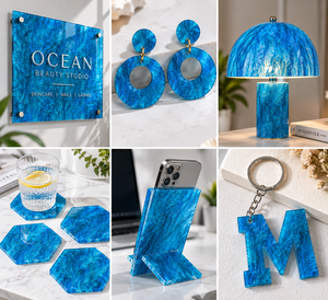 Lámina Acrílica Azul Mármol de 8x12 Pulgadas, 3mm, con Efecto Brillante, Panel PMMA para Manualidades, Grabado Láser, Señalización y Exhibición - Product Image 3