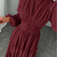 Robe longue YKD129 rouge profond haut de gamme, design innovant et traditionnel, style décontracté, pour femme musulmane, mode islamique