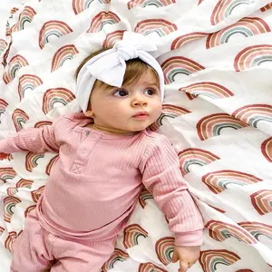 定制印刷有机棉婴儿用品批发100% 竹纤维新生儿襁褓毛毯