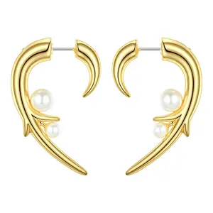 Rose Dorn Perle Stud Ohrringe Für Frauen 18K Gold Überzogene Spike Blume Ohrringe Modeschmuck Ohrringe E191127