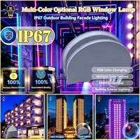 Projecteur LED étanche IP67 en aluminium RGB DMX512 9-24W pour rebord de fenêtre, éclairage de façade de bâtiment et contour de pont, 60/180/360 degrés
