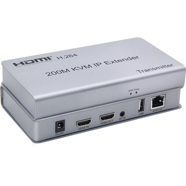 200M HD MI KVM IP Extender IR Support for PS5 TV Laptop-1080p Ethernet KVM Ethernet Local Loop for HD MI Transmitter Receiver