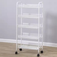 Carrito Metálico Multifuncional con Ruedas, Estante de Almacenamiento de 5 Niveles para Sala de Estar y Cocina, Carrito Organizador para Islas de Cocina