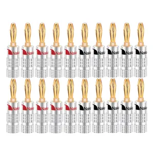 24K Gold-plated 4MM Banana plugs Banana connector with Screw Lock For Audio Jack Speaker Plugs Black&Red