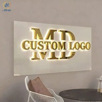 Enseigne Lettre 3D Sur Mesure Miroir Doré, Enseigne Lumineuse 3D Logo Salon de Beauté Intérieur pour Panneau d'Affichage Extérieur Magasin