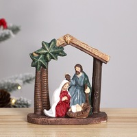 Articles Religieux Catholiques Mini Crèche de Noël Sainte Famille Statue Scène de Nativité Ornement de Mangeoire de Noël