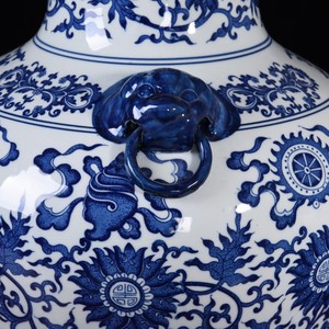 Vasi Rustici in Porcellana Blu <span class=keywords><strong>e</strong></span> Bianca di Alta Qualità, Stile Art Déco, Nuovi Antichi con Due Manici, Economici per <span class=keywords><strong>Arredamento</strong></span> <span class=keywords><strong>Casa</strong></span>, Soggiorno <span class=keywords><strong>e</strong></span> Ufficio - Product Image 5