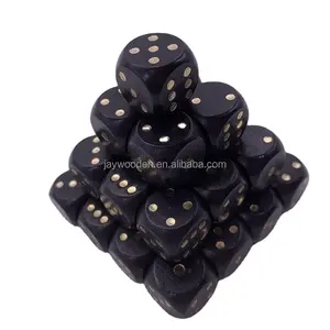 18mm 20mm Wooden Color Solid Wood black dice Points Rounded Wine bulk Mahjong Dice Printed Playing Game custom dice set