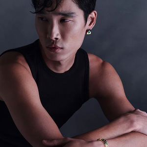 ต่างหูสตั๊ดกลมรูปวงรีสีเขียวทำจากสเตนเลสสตีลชุบทอง18K สำหรับ E251762ต่างหูผู้หญิงงานตามสั่ง - Product Image 3