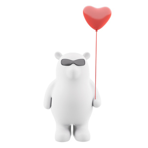 Escultura Moderna de <span class=keywords><strong>Oso</strong></span> <span class=keywords><strong>Polar</strong></span> de Espuma con Globo de Corazón, Resina Blanca Duradera, Decoración para el Hogar, Centro Comercial, Tienda de Regalos - Product Image 2