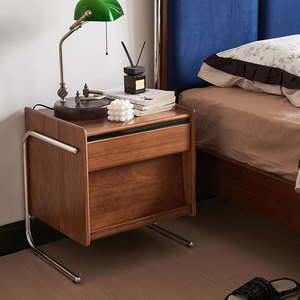Nordic Modern Bedroom Bed Storage <b>Side</b> <b>Table</b> With 2-<b>Drawer</b> Metal Legs Apartment-Friendly Floating Nightstand K117 Modern Design - Product Image 5
