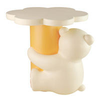 Table d'appoint en résine faite à la main et peinte à la main, motif ours mignon en position câlin, plateau en forme de nuage, table basse pour salon et maison