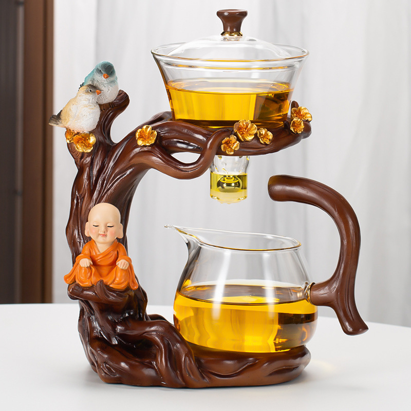 Service à thé automatique en verre (Bouddha assis) Théière + Tasse
